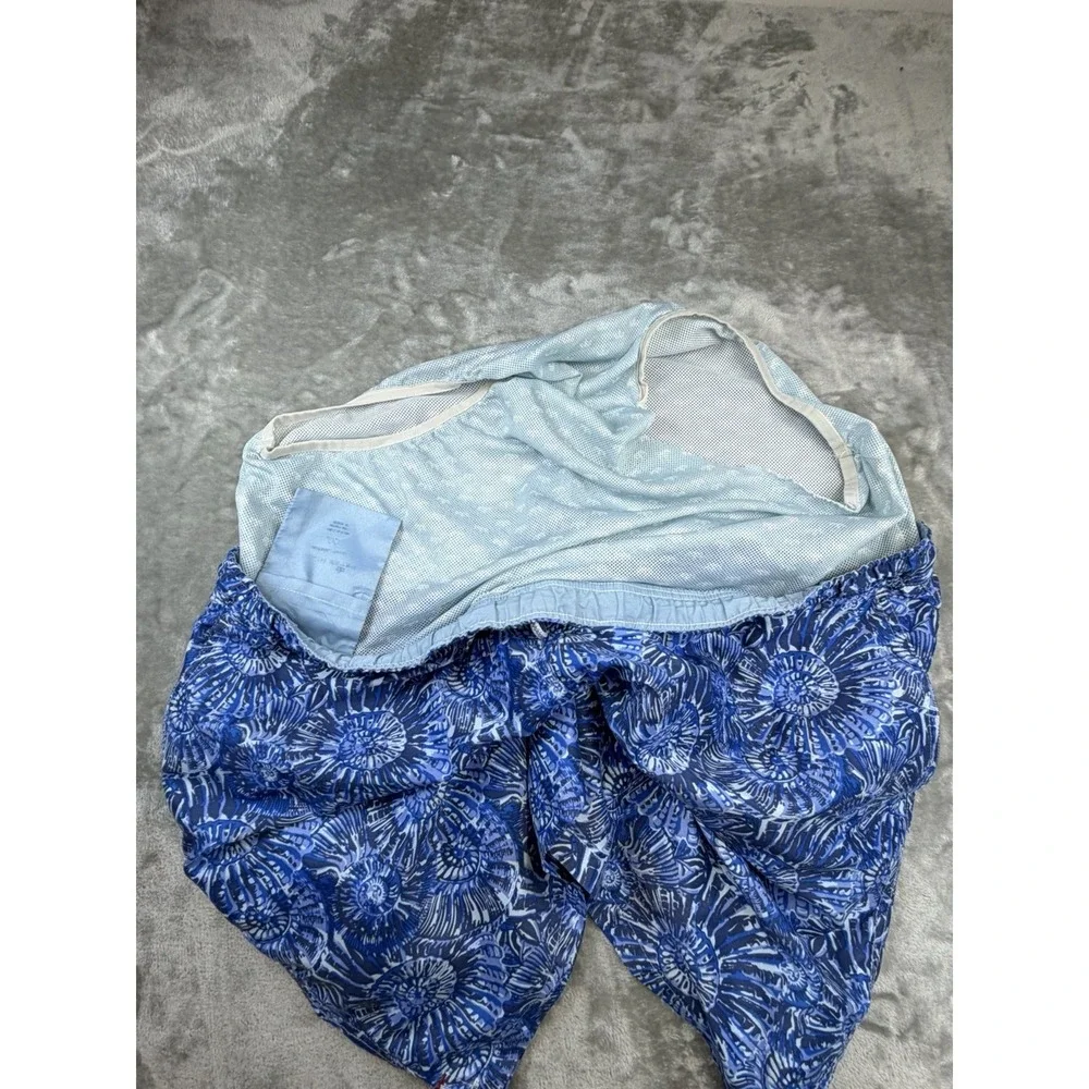 Peter Millar Shell Print Men's XL Swim Shorts Blue Drawstring Waist‎ Pockets